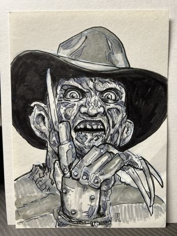 Image of Freddy Krueger Inkwash Portrait by Noah Luciani