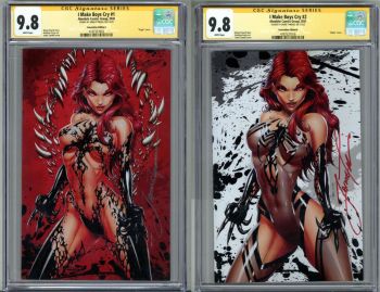 Image of I MAKE BOYS CRY #1/#2 SET CGC 9.8 SS SIGNED JAMIE TYNDALL VIRGIN EDITION A/B