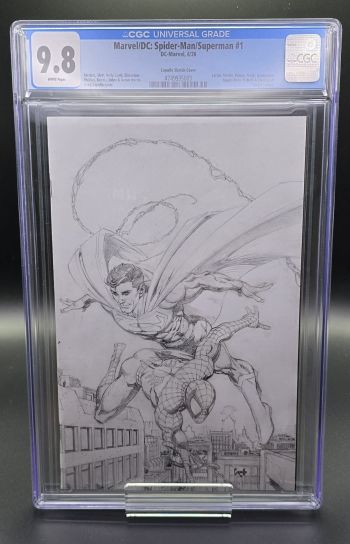Image of 9.8 CGC Marvel/DC Spider-Man/Superman #1 CGC 9.8 1:200 Capullo Sketch Cover Virgin