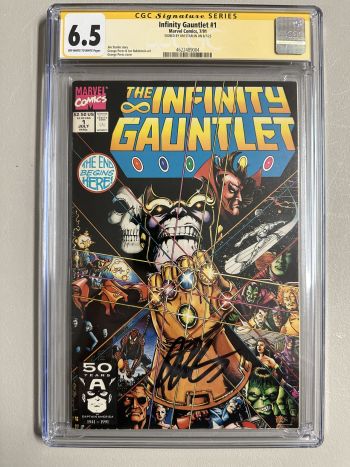 Image of Infinity Gauntlet #1 CGC 6.5 Signed by George Perez