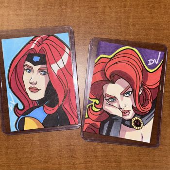 Image of X-MEN ‘97 Sketch Card set JEAN GREY & MADELYNE by Dan Veesenmeyer