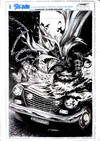 Image of Spawnuary original Art 11x17 Spawn and Sam by Manu Silva