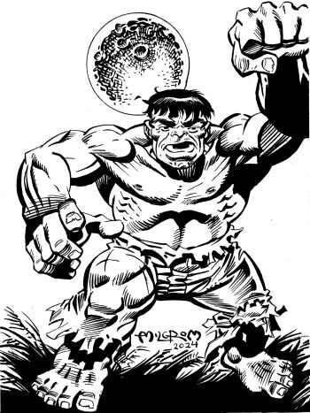 Image of HULK ORIGINAL ART INKED SIGNED AL MILGROM