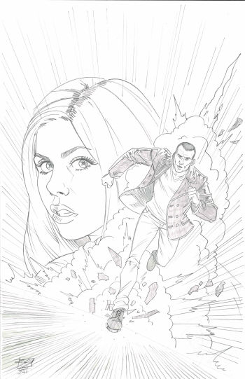 Image of Doctor Who Ninth Doctor & Rose Unpublished Original Penciled Cover by Blair Shedd
