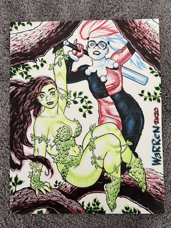 Image of Adam Warren Commission Harley Quinn & Poison Ivy 14 X 11