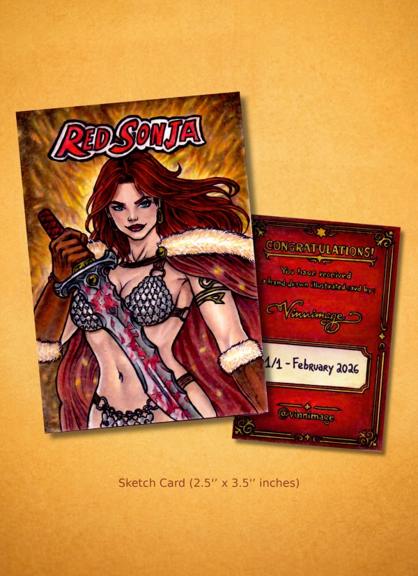 Red Sonja Original Art Set – 3x A4 Illustrations + Bonus | Raremarq