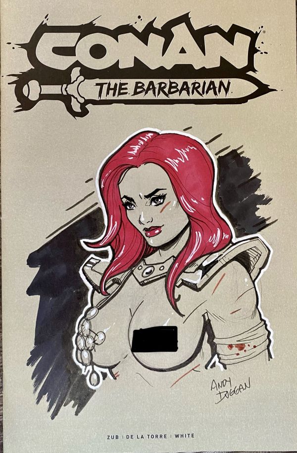 Image for Red Sonja on Conan sketch cover by Andy Duggan
