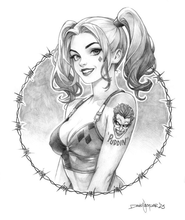 Image for "Harley got a new Tattoo", original pencil sketch from Dave Nestler