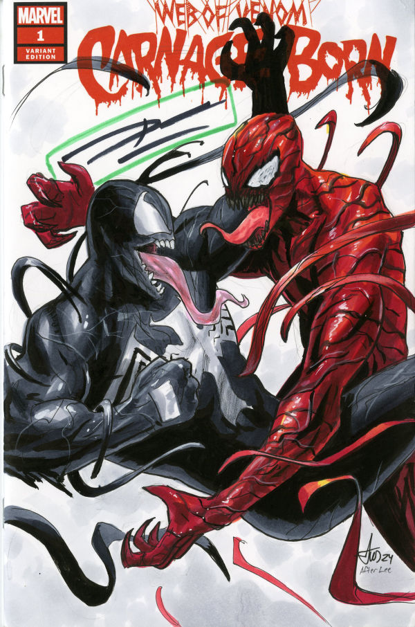Image for Venom vs Carnage (Xmen #5 homage) art by Gus Mauk, also Signed by Cates with COA