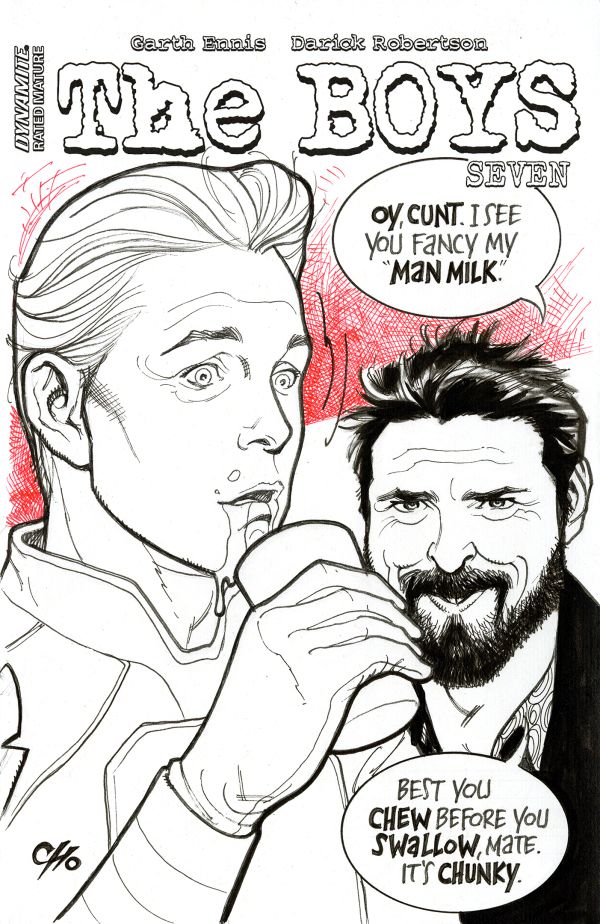 Image for Homelander versus Butcher sketch cover by Frank Cho