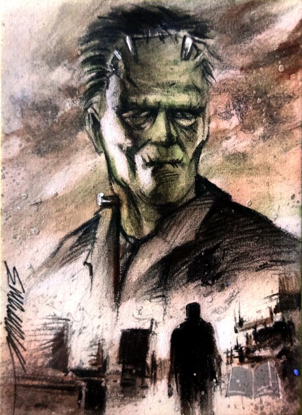 Image for Frankenstein sketch card 1/1 by Manu Silva 