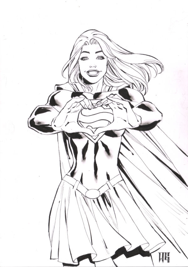 Image for SuperGirl 8x11" ink art by famous artist Walter Geovani