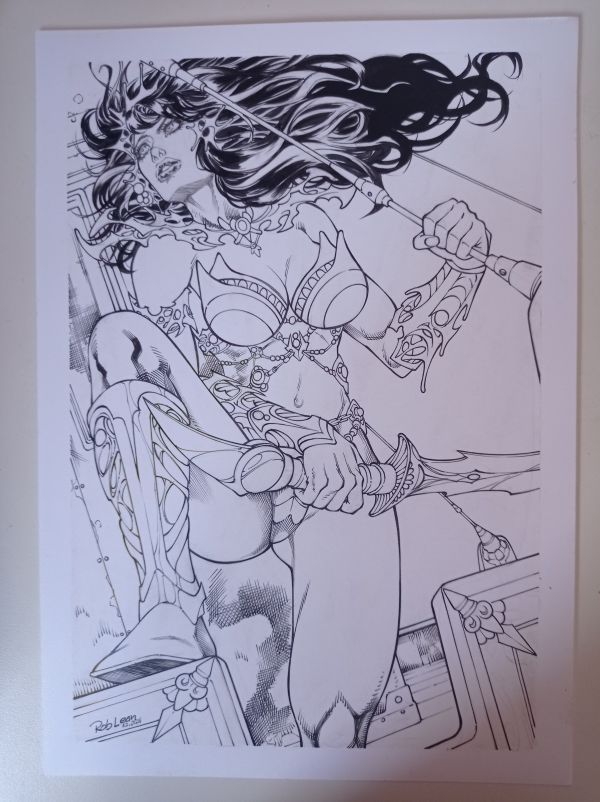 Image for Dejah Thoris 8x11" amazing original art by DC artist Rob Lean
