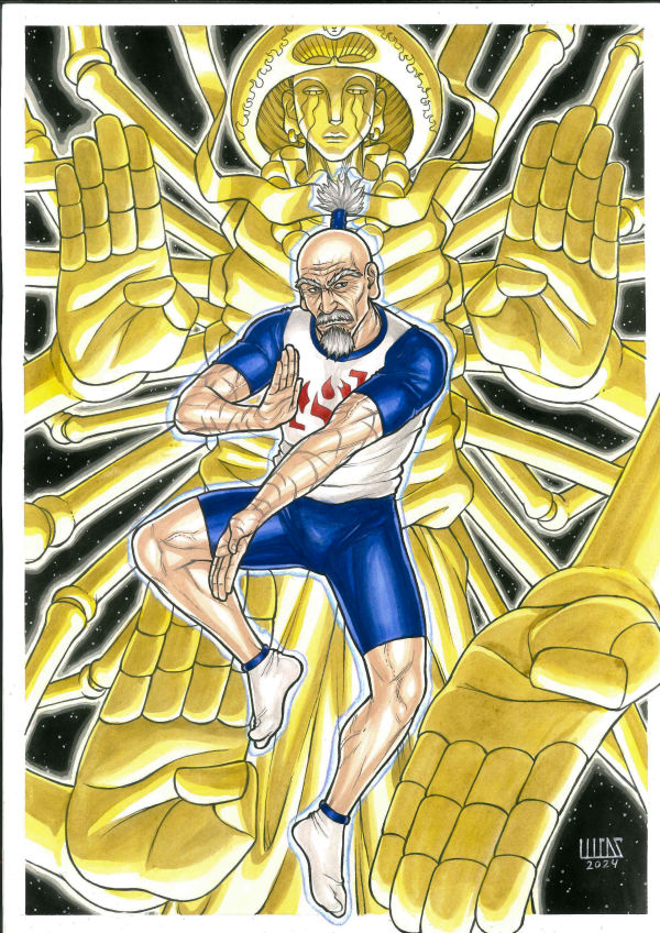 Image for Netero Hunter 17x11" amazing original ink art by Lucas Gomes