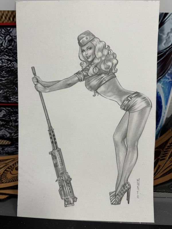 Image for "Fully Loaded" Military Pinup Drawing