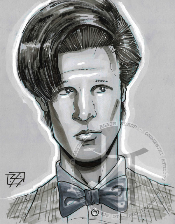 Image for Eleventh Doctor Bust Sketch by Blair Shedd plus signed print