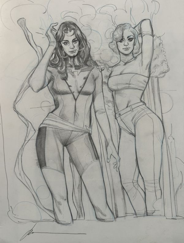 Image for Phoenix Jean Grey and Emma Frost Commission Piece by Joshua 'SwayArt' Swaby