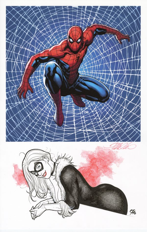 Image for Spider-Man Art Print with Original Black Cat Drawing by Frank Cho
