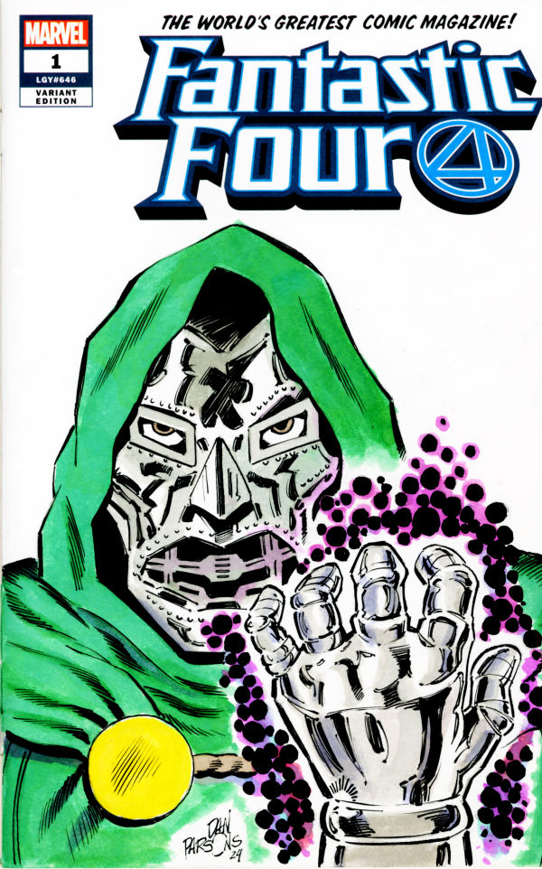 Image for DR. DOOM COLOR ORIGINAL ART FF SKETCH COVER SIGNED DAN PARSONS