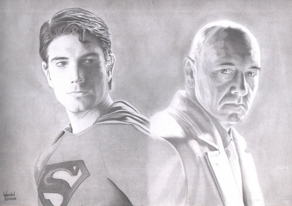 Image for Superman & Luthor 11x17" amazing original pencil art by Wendel Azevedo