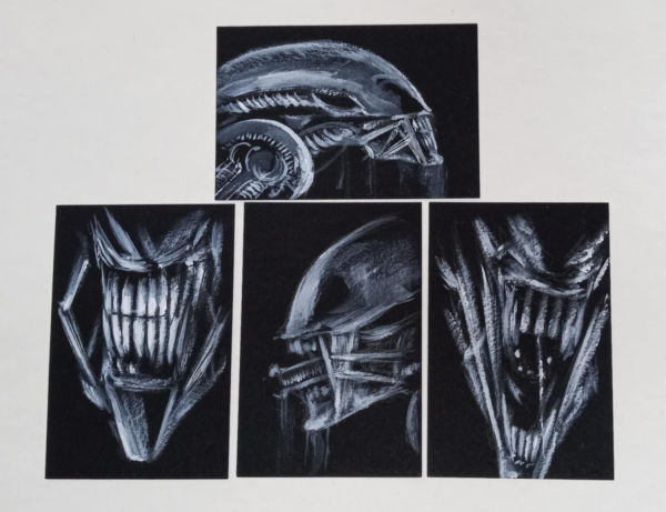 Image for ALIEN XENOMORPH ORIGINAL ART SKETCH CARD LOT SIGNED DAN NEIDLINGER