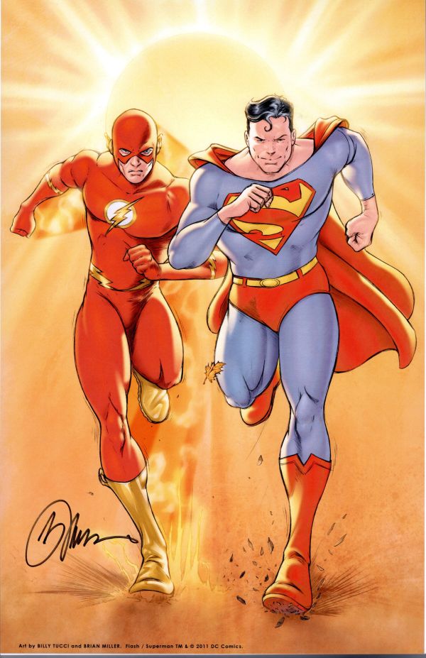 Image for SUPERMAN AND THE FLASH PRINT SIGNED BILLY TUCCI