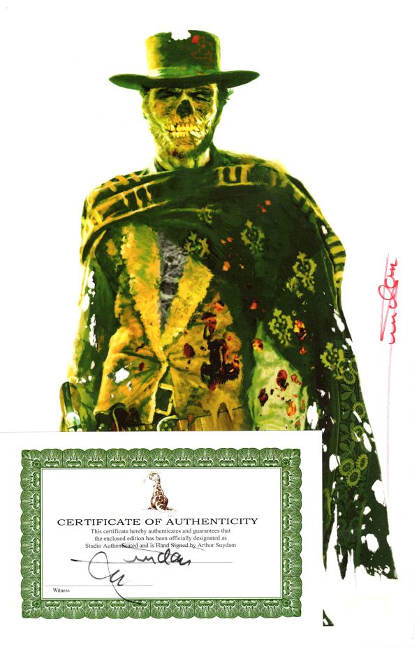 Image for CLINT EASTWOOD MAN WITH NO NAME ZOMBIE PRINT SIGNED ARTHUR SUYDAM w/ COA