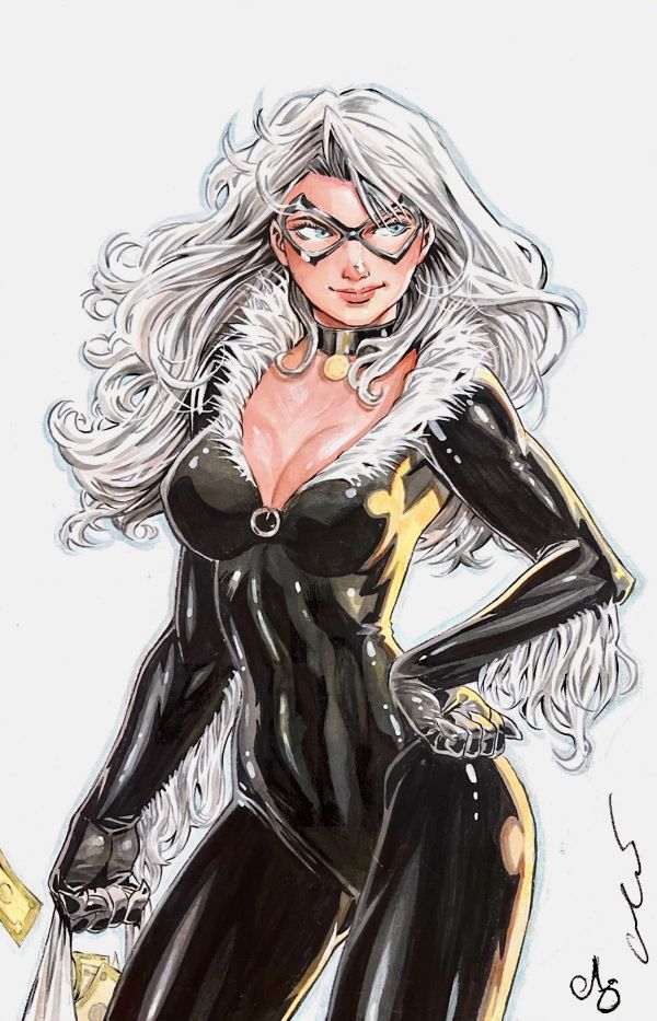 Image for Black Cat Watercolor and Acrylic Painting