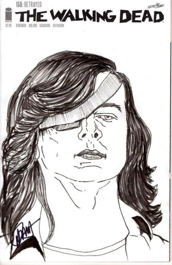 Image for WALKING DEAD CARL GRIMES SKETCH COVER OA SIGNED MIKE DOHERTY