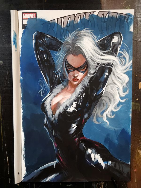 Image for Black Cat - Acrylic painting on Blank Variant comic