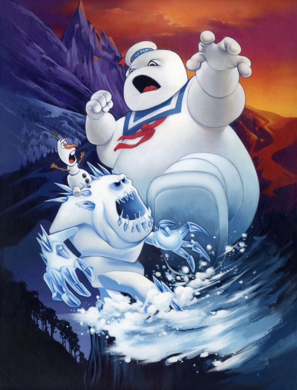 Image for "Stay Puft/ Frozen" Mash-up original acrylic painting from artist Dave Nestler
