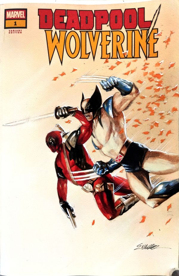 Image for Deadpool & Wolverine Sketch Cover Acrylic Painting by Manu Silva 