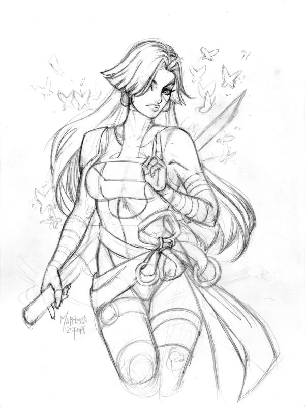 Image for Psylocke Rough Pencils 9x12" by Marissa Pope 