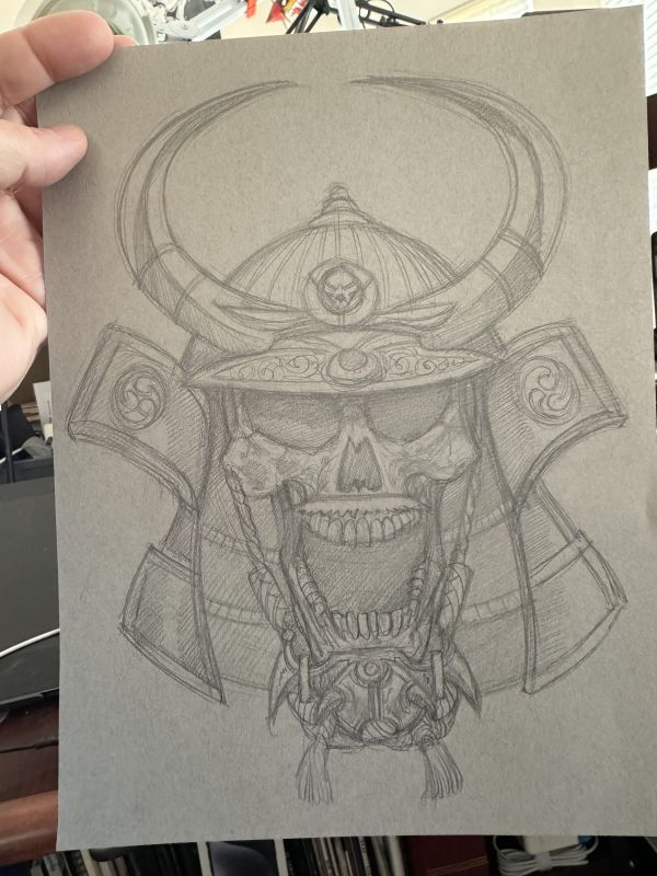 Image for "Undead Japanese Daimyo" Sculpture Design Concept sketch 