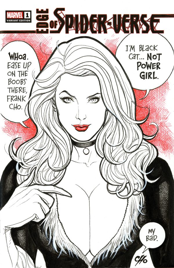 Image for Black Cat, Not Power Girl sketch cover by Frank Cho