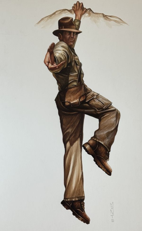 Image for "A Helping Hand" 13x20 Indiana Jones style illustration 