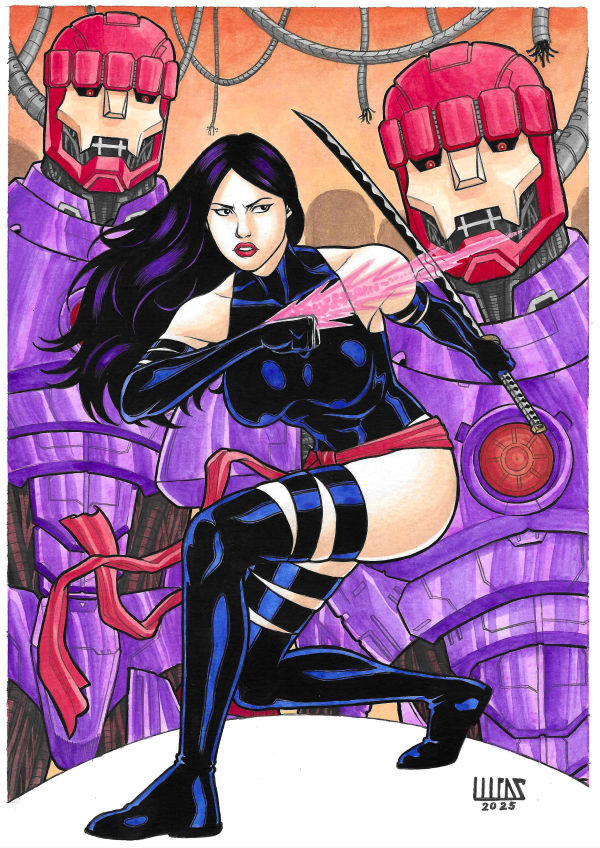 Image for Psylocke 8x11" amazing original ink art by Lucas Gomes