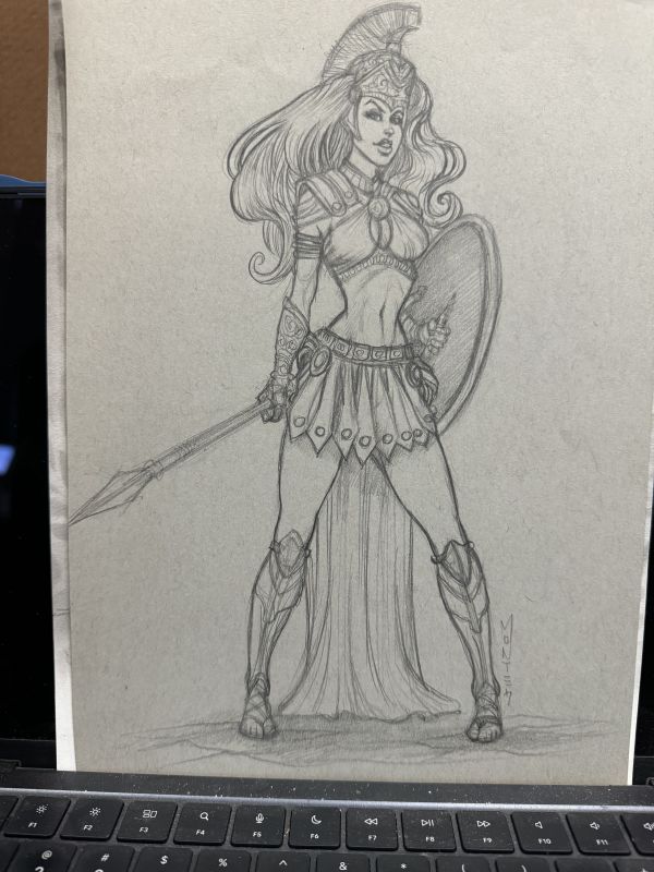 Image for "Battle Ready" Comic Style Roman Pinup Warrior Original Art 