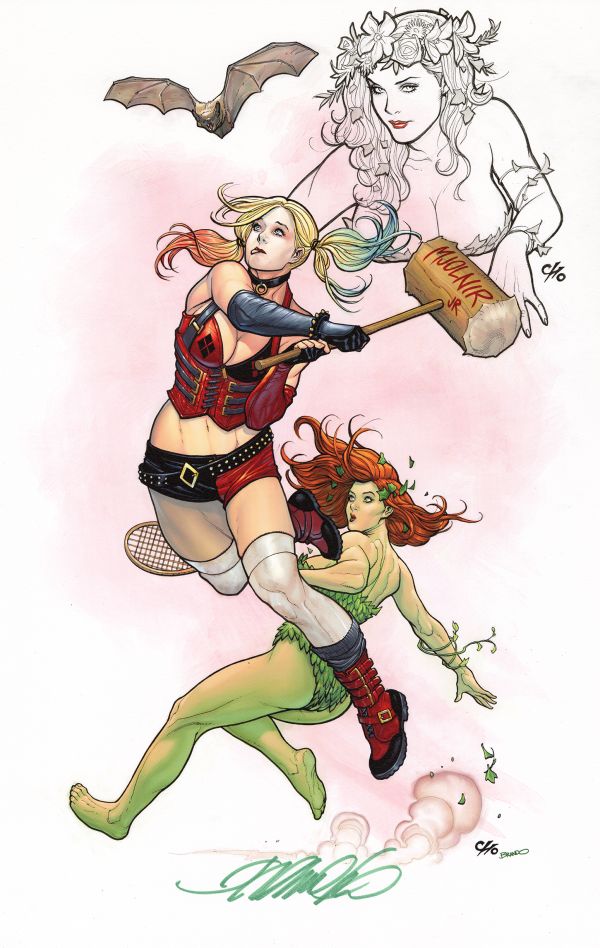 Image for Poison Ivy and Harley Quinn art print with Poison Ivy Drawing