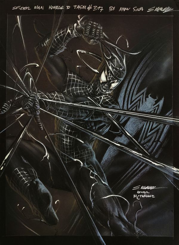 Image for Spider Man Black suit Black paper homage to TASM #317 by Manu Silva