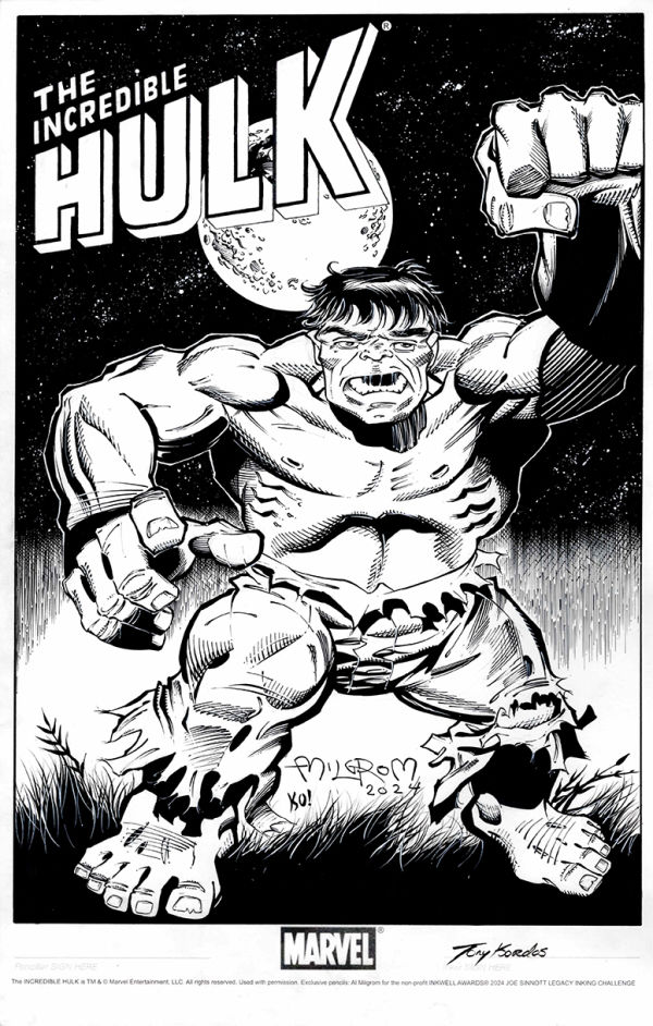 Image for Sinnott Legacy Inking Challenge Hulk signed Al Milgrom/Tony Kordos