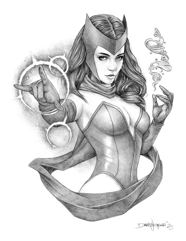 Image for "Scarlet Witch" original pencil sketch from pinup artist Dave Nestler