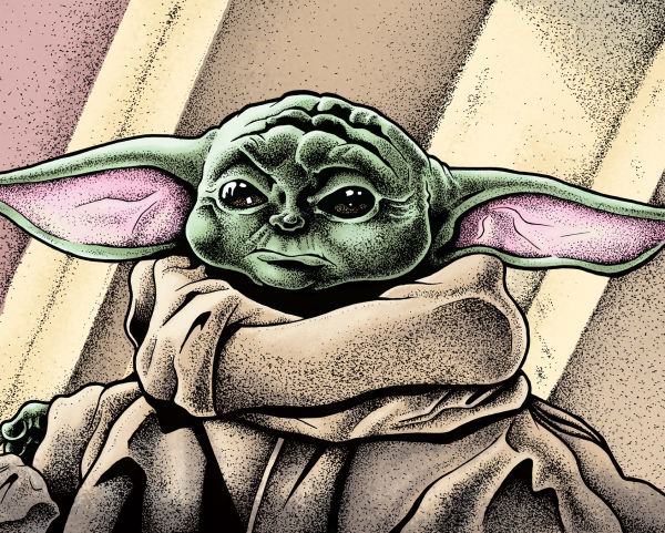 Image for Grogu Limited Edition Print and Original Inked Art Combo