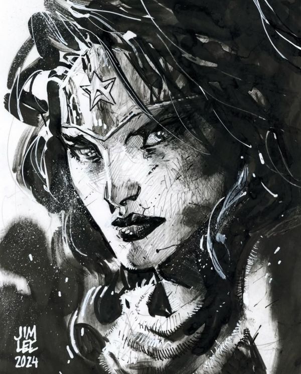 Image for Jim Lee Wonder Woman 9x12 Head Sketch - Original Comic Art