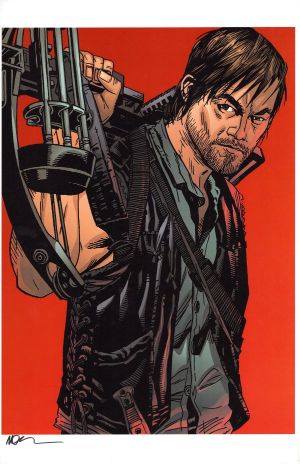 Image for DARYL DIXON WALKING DEAD PRINT SIGNED MICHAEL GOLDEN