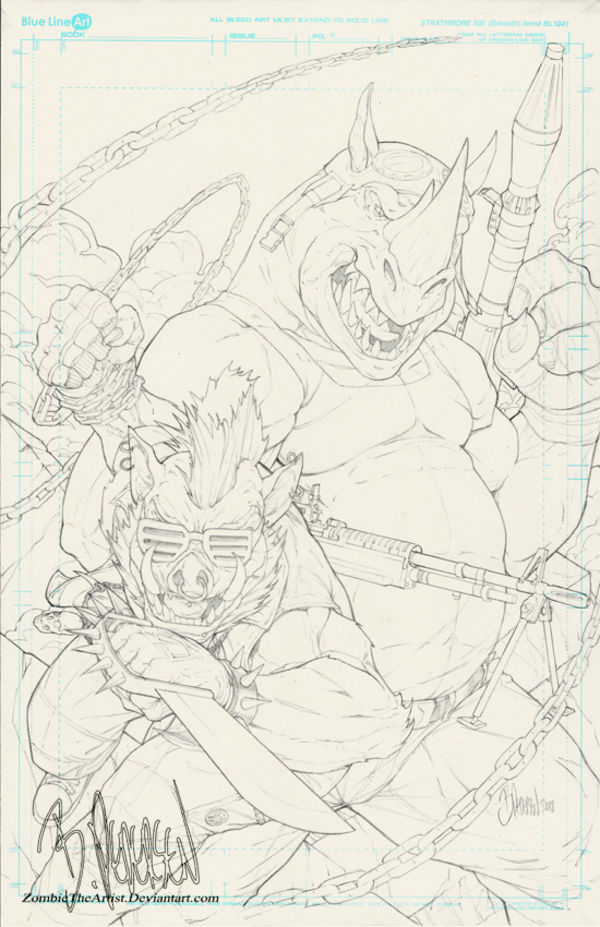 Image for Rocksteady and Bebop TMNT Original pencil drawing