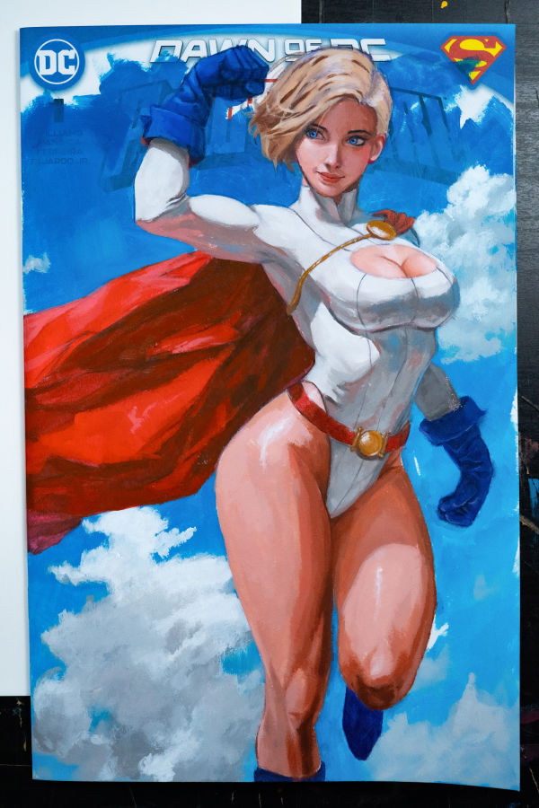Image for Power Girl - Acrylic painting on Blank Variant comic