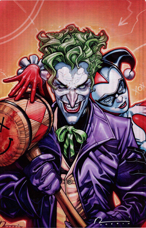 Image for JOKER & HARLEY QUINN METAL CHROMIUM PRINT SIGNED CHAD HARDIN