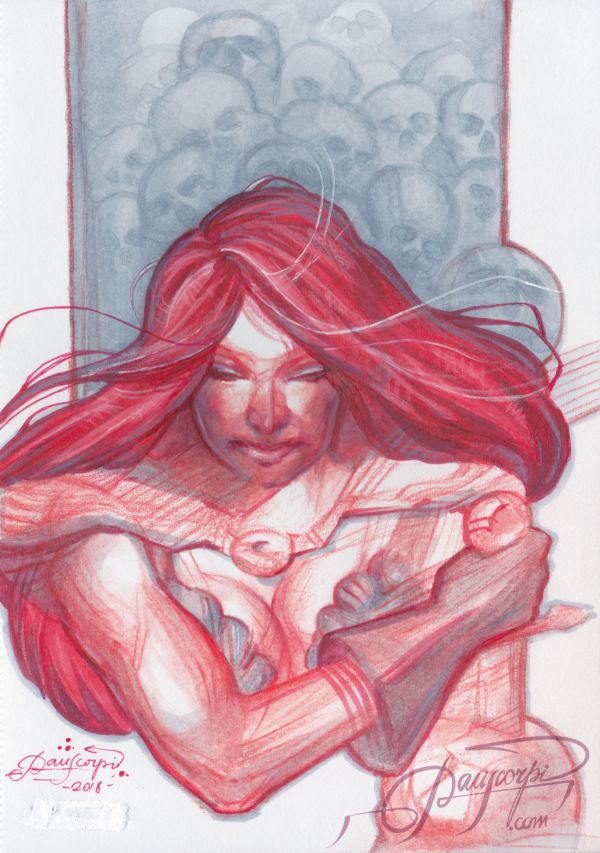 Image for Red Sonja Portrait by Pauscorpi A5 Sketch