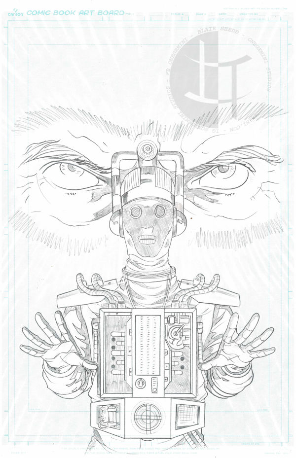 Image for Doctor Who Twelfth Doctor Cyberman Unpublished Original Penciled Cover by Blair Shedd